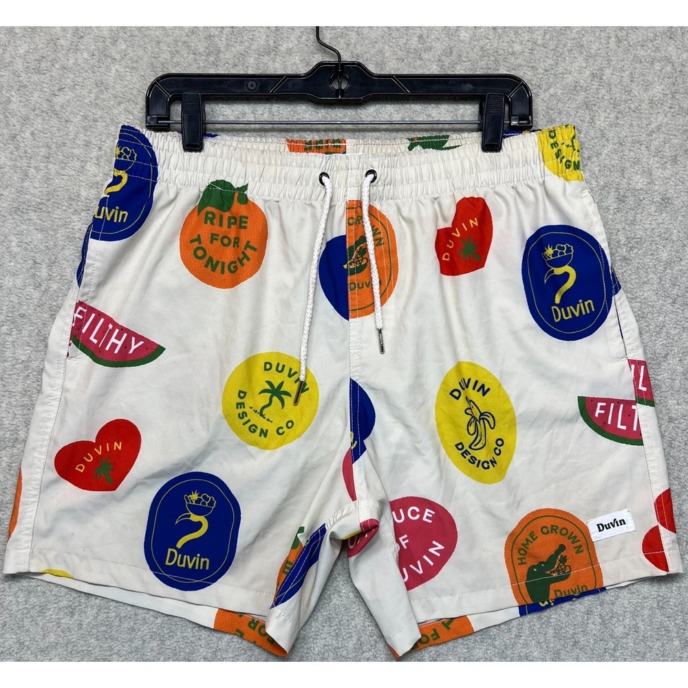 Duvin Design Mens Fruit‎ Stickers Swim Trunks Board Shorts Multicolour XL